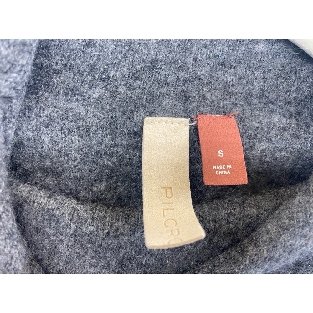 Pilcro Grey 100% Cashmere Mock Neck Cropped Sweater Boxy Womens Small - Picture 3 of 8